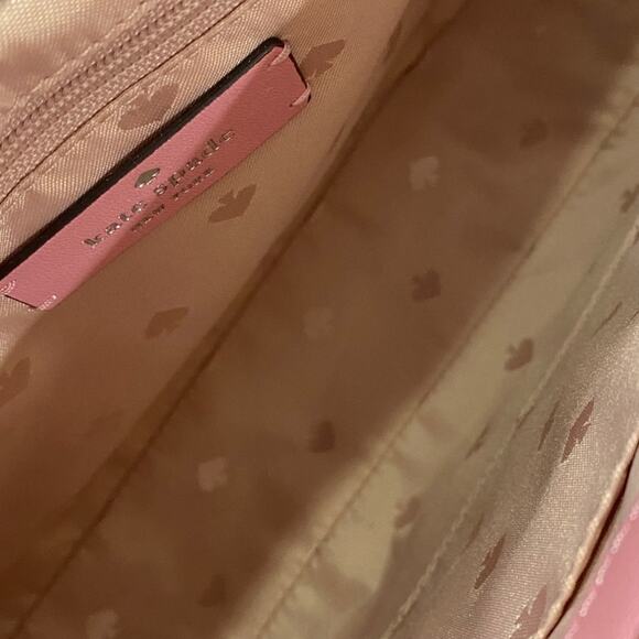 KATE SPADE Emelyn Briar Lane Quilted Tweed Crossbody Bag Chain Strap Pink NEW - Picture 7 of 14